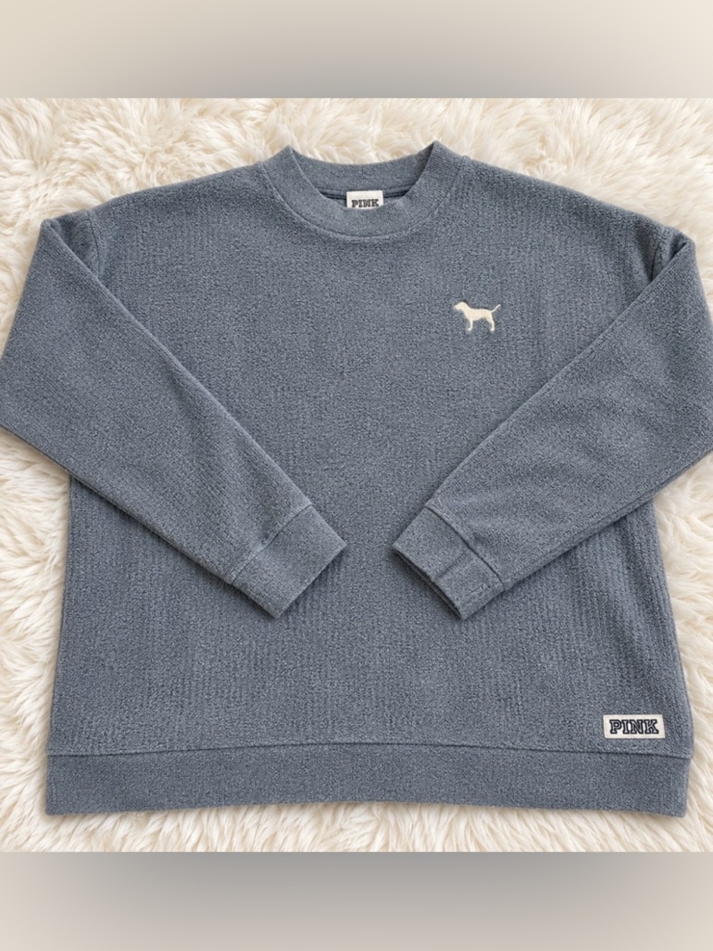 Victoria’s Secret PINK Gray Blue Terry Crewneck Sweatshirt S